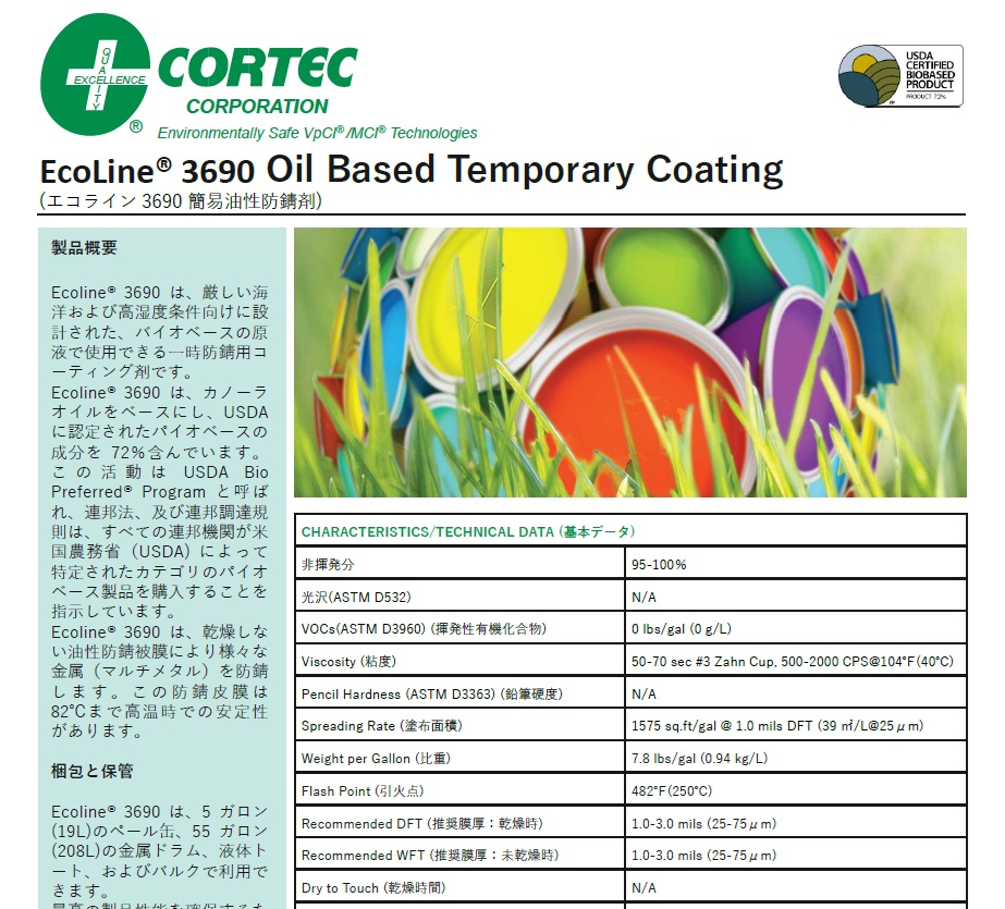 コーテック,cortec,ネクサスCT,NexusCT,油性防錆剤,EcoLine